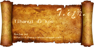 Tihanyi Ákos névjegykártya